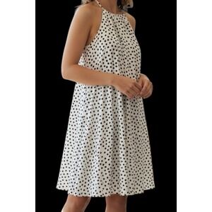 BETSEY JOHNSON Dress Black & White Polka Dot A-line Lined Sleeveless Size 12
